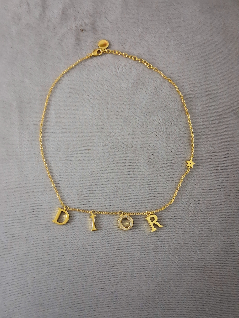 Dior Gold Letter Charm Necklace with Star Accent